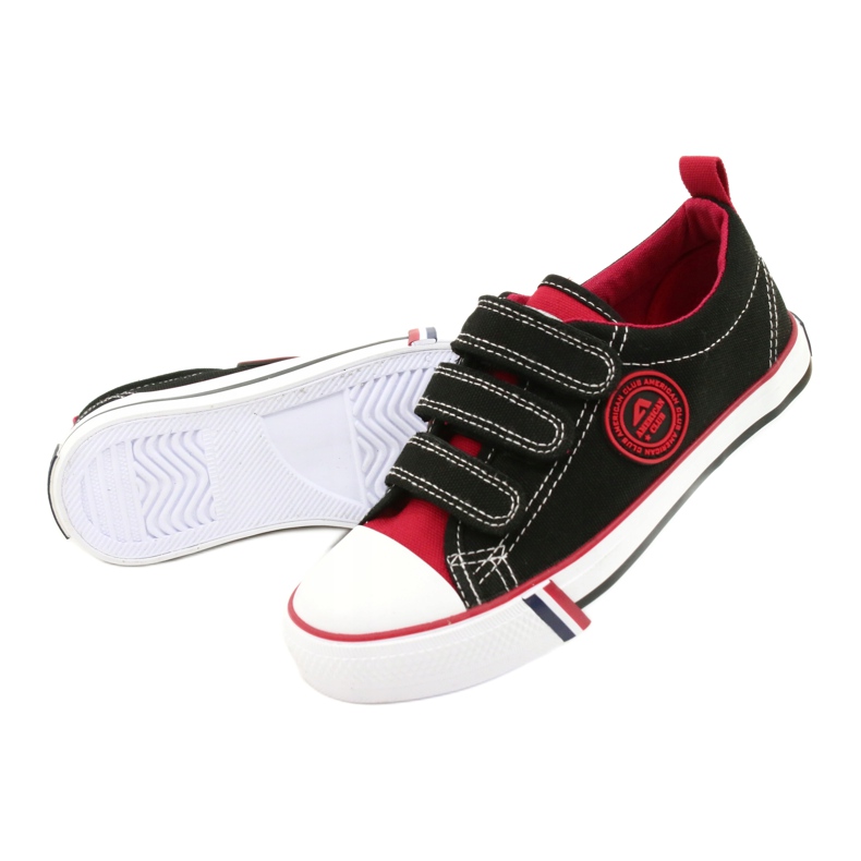 Sneakers Bambini Americane Con Velcro American Club LH61 Nero-Rosso 2