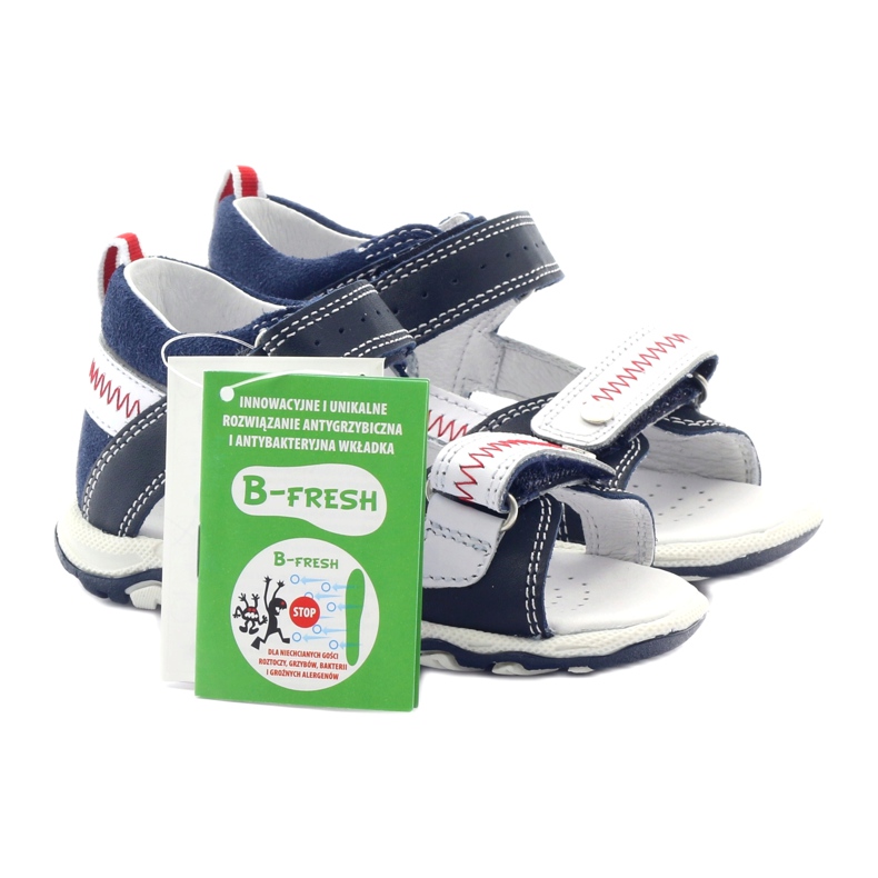 Sandali in pelle per velcro 81824 bartek blu/rosso 5