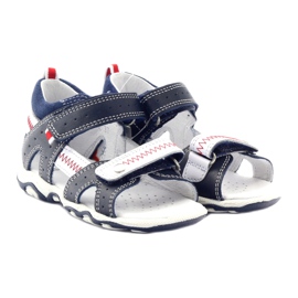 Sandali in pelle per velcro 81824 bartek blu/rosso 4