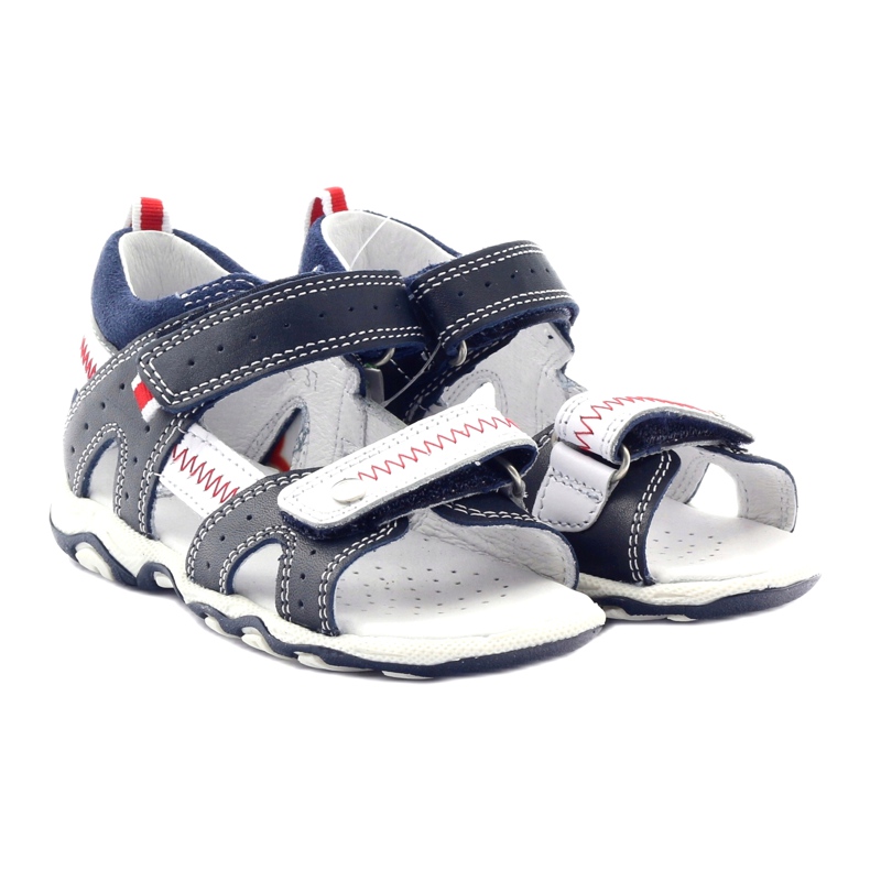 Sandali in pelle per velcro 81824 bartek blu/rosso 4