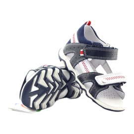 Sandali in pelle per velcro 81824 bartek blu/rosso 3