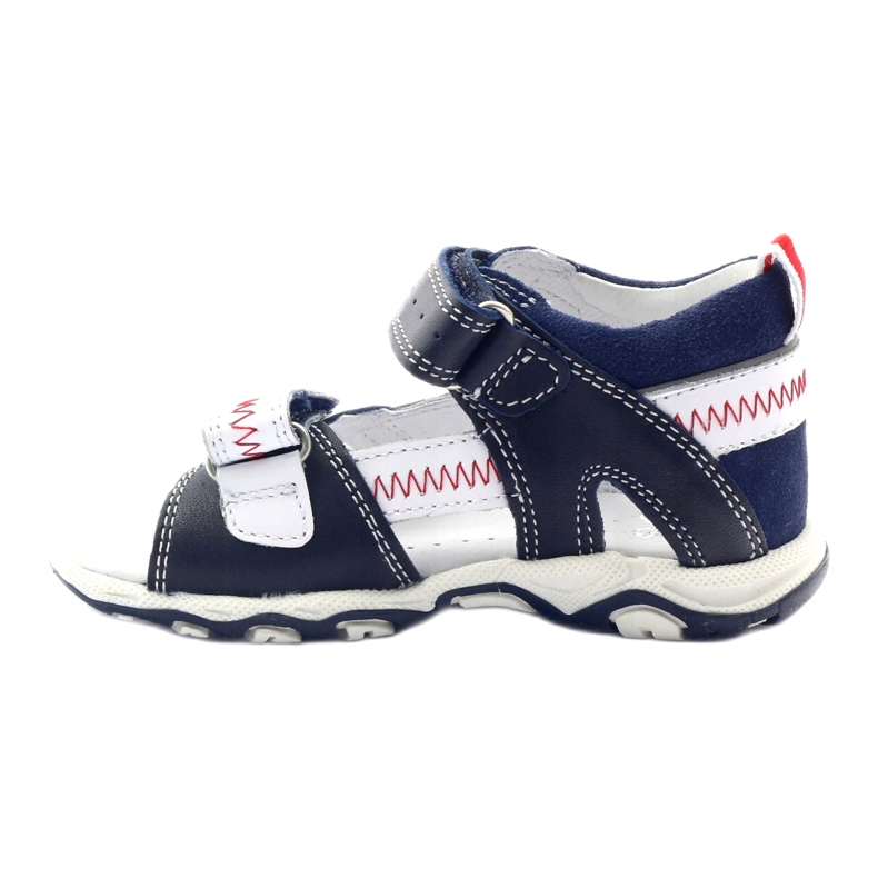 Sandali in pelle per velcro 81824 bartek blu/rosso 2