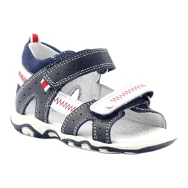 Sandali in pelle per velcro 81824 bartek blu/rosso 1