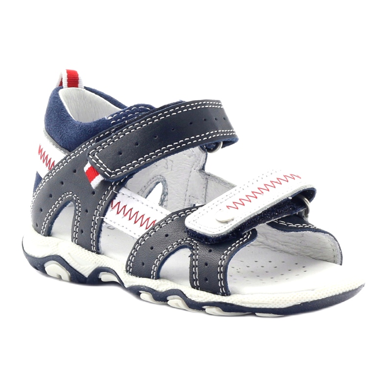 Sandali in pelle per velcro 81824 bartek blu/rosso 1