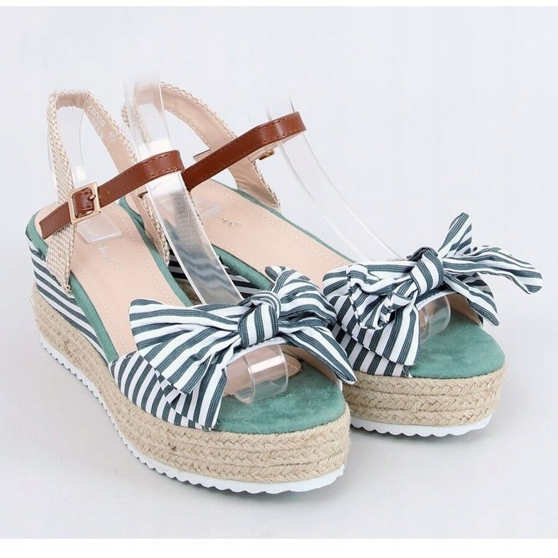 Sandali con zeppa espadrillas bianche e verdi DZ8009 Green beige bianco marrone verde 1