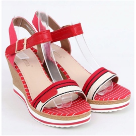 Sandali rossi con zeppa A89832 Rosso 1