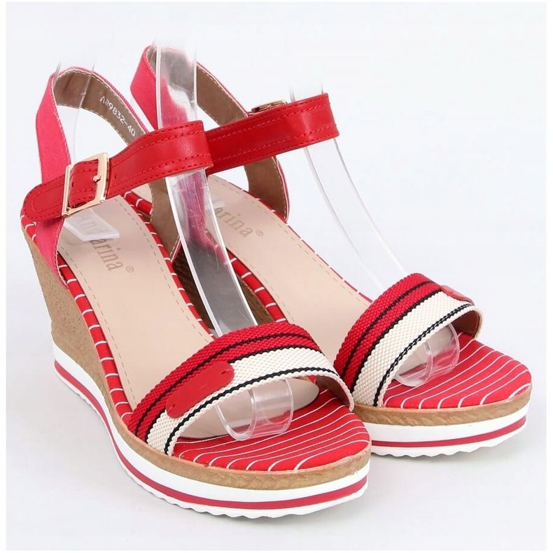 Sandali rossi con zeppa A89832 Rosso 1