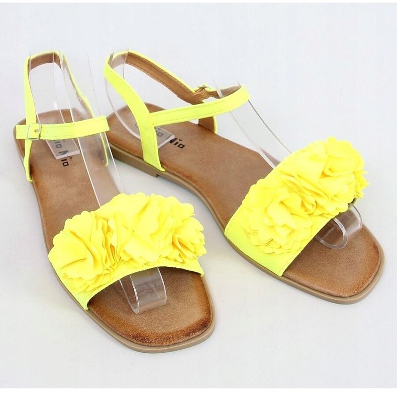 Sandali gialli da donna con fiori PA-370 Yellow giallo 1