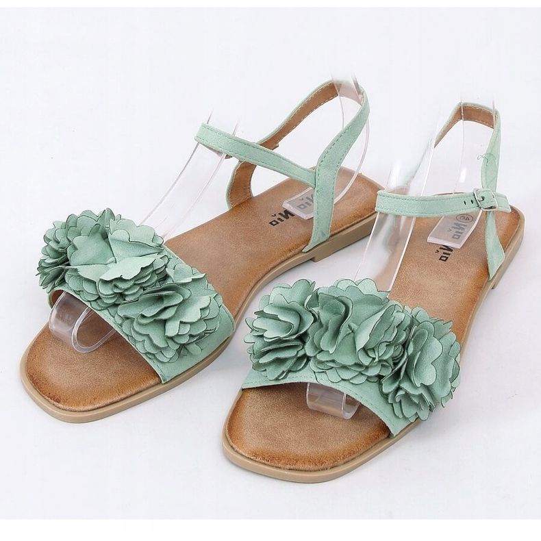 Sandali da donna verdi con fiori PA-370 Green verde 1