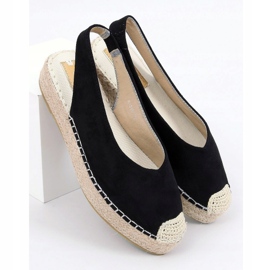 Nero M-518 Espadrillas nere con tacco aperto 1