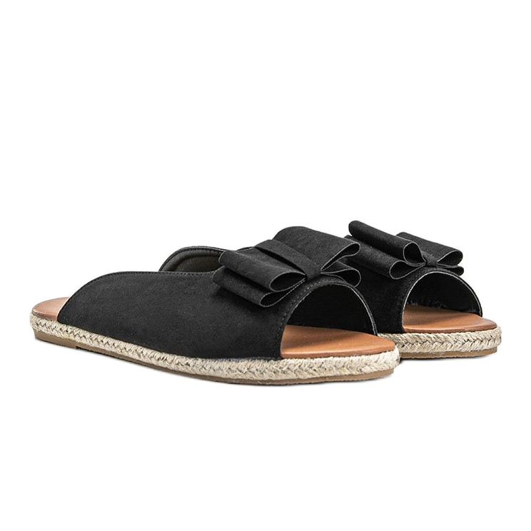 Pantofole nere con fiocco aprile nero 1