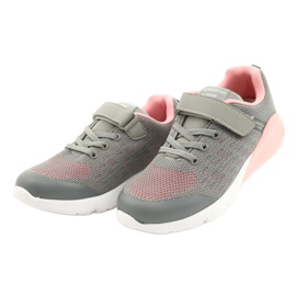 American Club Scarpe sportive da bambina con velcro RL11 Grigio-Rosa 1