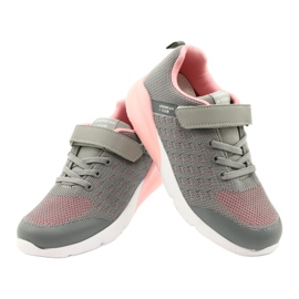 American Club Scarpe sportive da bambina con velcro RL11 Grigio-Rosa 3