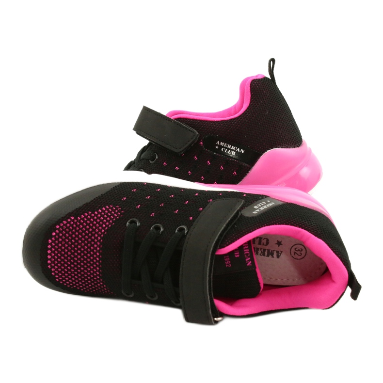 American Club Scarpe sportive da ragazza con velcro RL11 Nere / Rosa nero 4