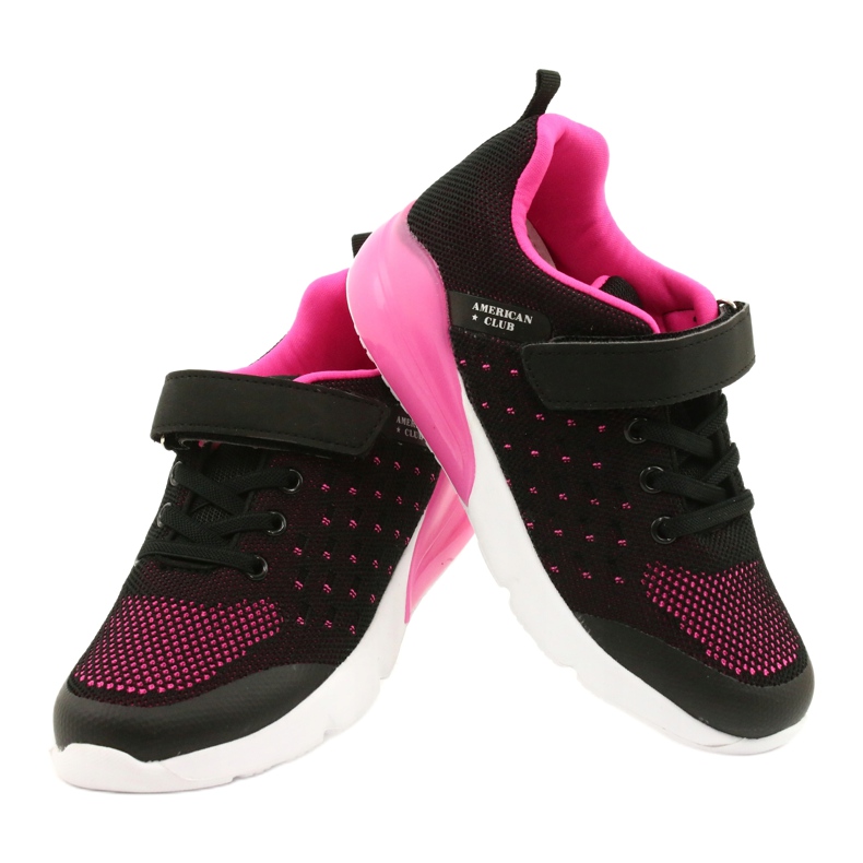 American Club Scarpe sportive da ragazza con velcro RL11 Nere / Rosa nero 3