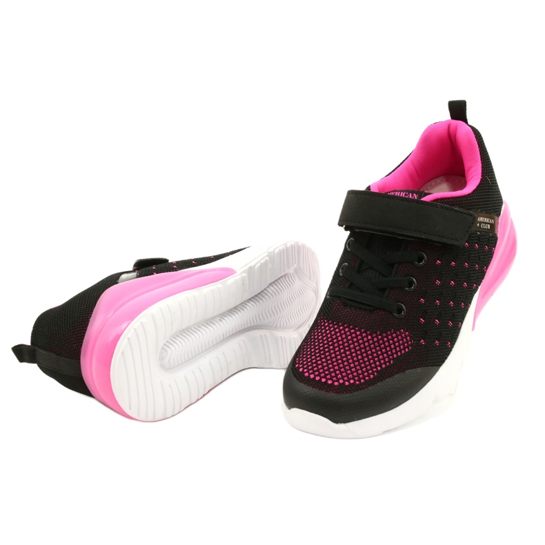 American Club Scarpe sportive da ragazza con velcro RL11 Nere / Rosa nero 2