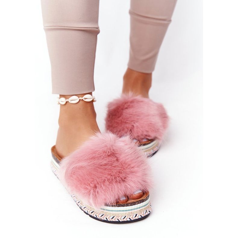 Seastar Pantofole rosa Adventure Platform con pelliccia 2