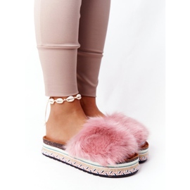 Seastar Pantofole rosa Adventure Platform con pelliccia 1
