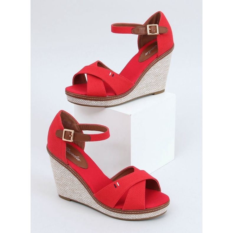 Sandali rossi con zeppa BL-70 Red rosso 1