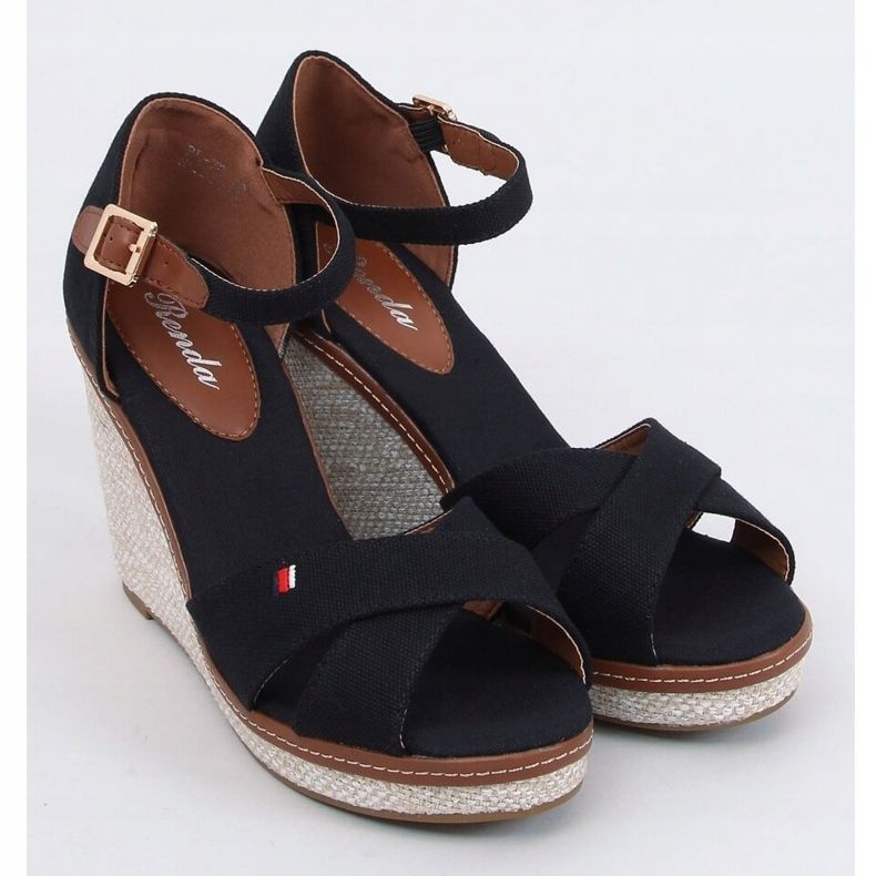 Sandali neri su zeppe BL-70 Black nero 1