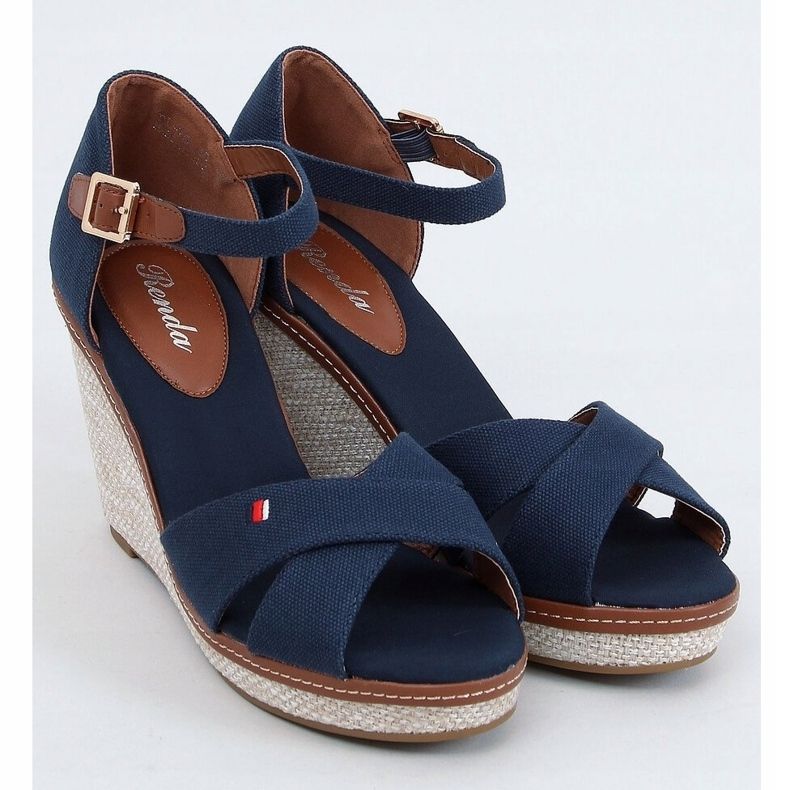 Sandali con zeppa BL-70 Navy blu navy 1