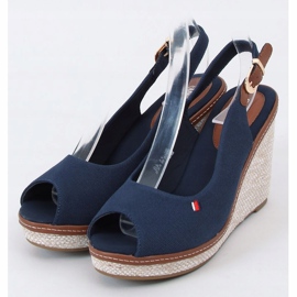 Sandali con zeppa BL-71 Navy blu navy 1