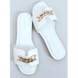 Bianco HY23-01 Pantofole bianche con catena 1