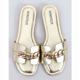 Golden HY23-01 Pantofole dorate con catena d'oro 1