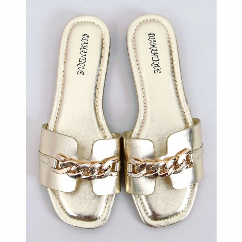 Golden HY23-01 Pantofole dorate con catena d'oro 1