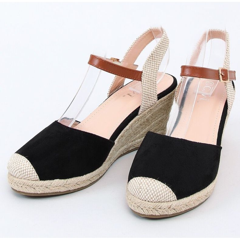 Espadrillas nere su zeppe 77-206 Black beige marrone nero 1