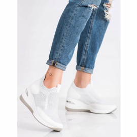 ARTIKER Sneakers slip-on con zeppa bianca d'argento grigio 1