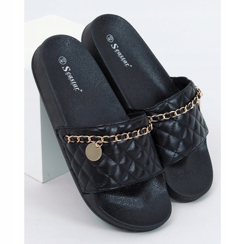 Nero CK189P Pantofole nere d'oro 1