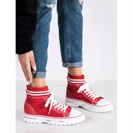 SHELOVET Scarpe da ginnastica slip-on alla moda bianca rosso 1