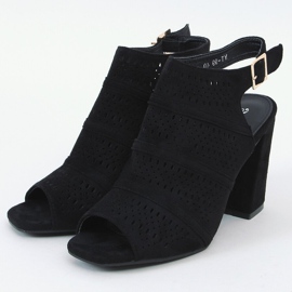 Sandali neri traforati con tacco alto YT-99 Black nero 1