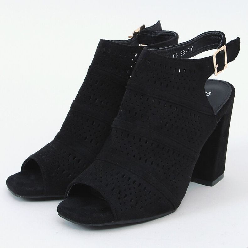 Sandali neri traforati con tacco alto YT-99 Black nero 1