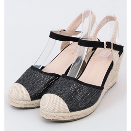 Espadrillas nere su zeppa DZ8006 Black beige nero 1