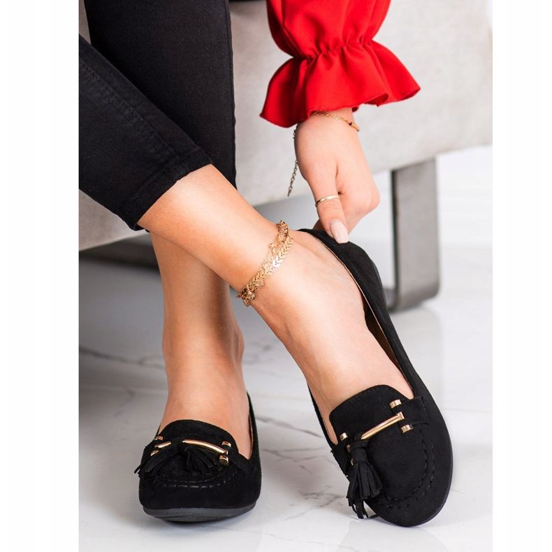 Kayla Mocassini alla moda nero d'oro 1