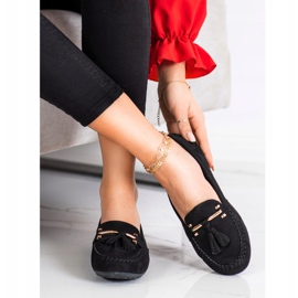 Queentina Mocassini in pelle scamosciata alla moda nero d'oro 2