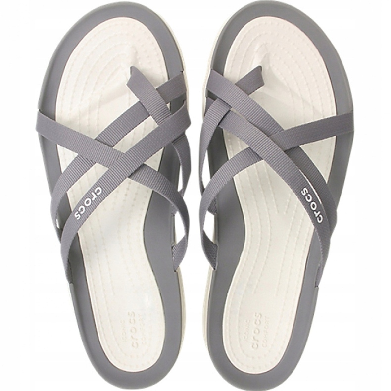 Pantofole da donna Crocs Swiftwater Webbing Flip W Grigio chiaro 205479 Oct. 2