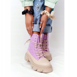 Stivaletti scamosciati Workery Lewski Shoes 3007-0 Viola beige 2