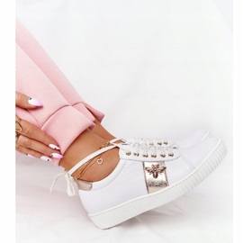 Sneakers da donna in pelle Lewski Shoes 2786-0 bianche e oro bianco d'oro 1