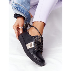 Sneakers da donna in pelle Lewski Shoes 2786-0 Nero-Oro d'oro 2