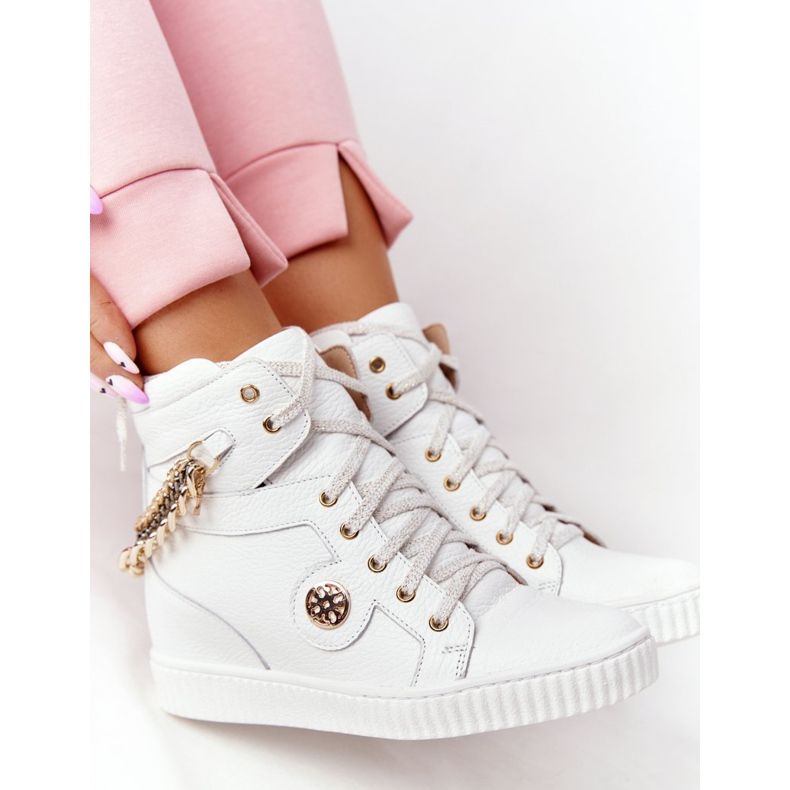Sneakers con zeppa in pelle Lewski Shoes 3004-0 Bianco bianca 1