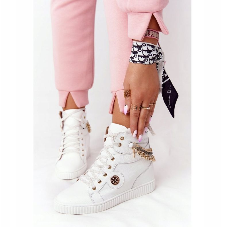 Sneakers con zeppa in pelle Lewski Shoes 3004-0 Bianco bianca 2