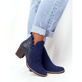 Stivali da donna in pelle con tacco alto Maciejka Blu navy 04833-17 4