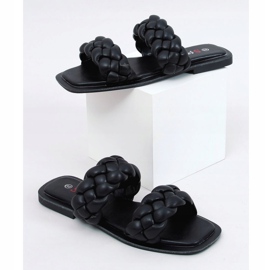 Nero JH200 Pantofole nere con strisce intrecciate 1