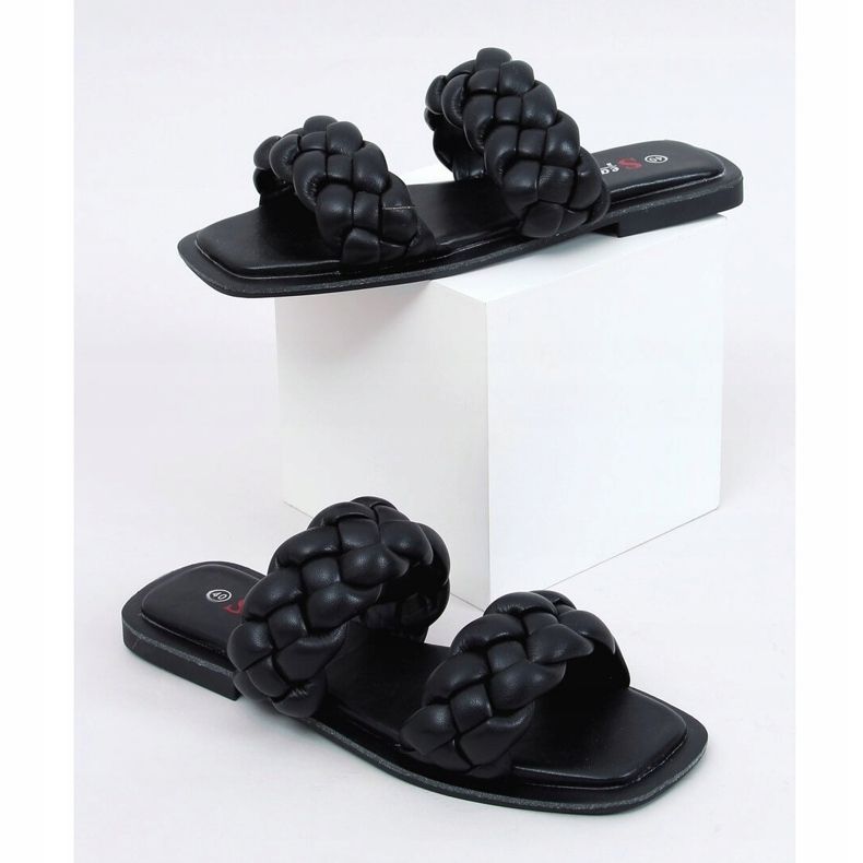 Nero JH200 Pantofole nere con strisce intrecciate 1