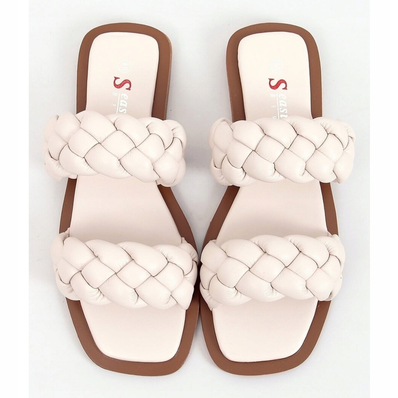 Ciabatte a righe intrecciate JH200 Beige 1
