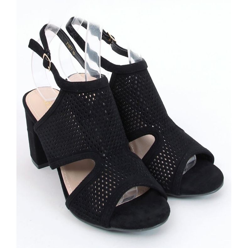 Sandali neri con tacco alto F1877 Black nero 1
