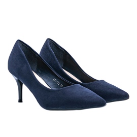 Décolleté blu navy su tacco a spillo realizzate in eco-suede Anissa 1